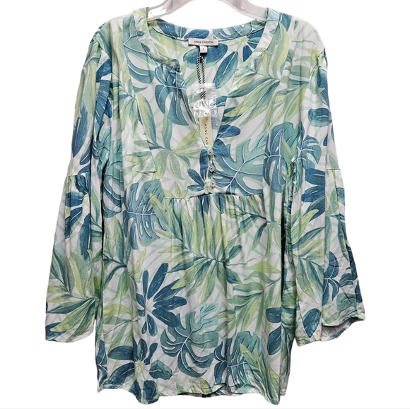Anne Carson Tops - Anne Carson Women's Tropical Floral Bell Sleeve Tunic Blouse NWT Size Small